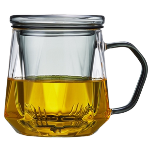 玻璃杯带把耐高温茶水分离新款高硼硅带盖家用办公室花茶泡茶杯子