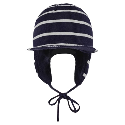 韩系小众护耳条纹鸭舌针织帽