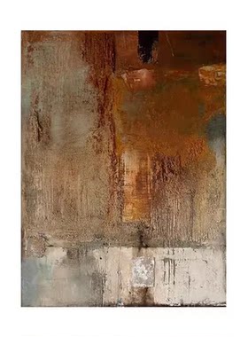 手绘油画宁思侘寂风竖版玄关肌理挂画民宿客厅抽象装饰画餐厅壁画