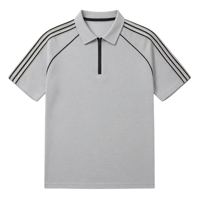 夏季半拉链华夫格短袖POLO衫男