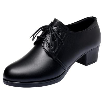 黑色系带小皮鞋女士单鞋真皮软底