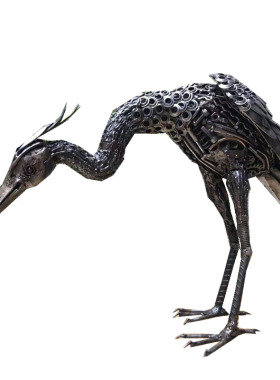 工业风动物白鹭摆件地铁庭院