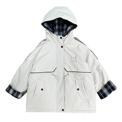 女童薄棉衣外套秋冬款加绒中长款