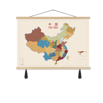 地图世界中国挂画简约版客厅办公室书房墙面沙发背景墙面装饰挂画