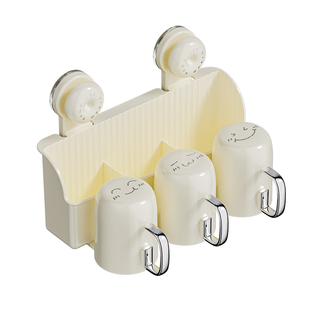 吸盘牙刷置物架壁挂式免打孔家用卫生间儿童电动牙刷牙膏漱口杯架