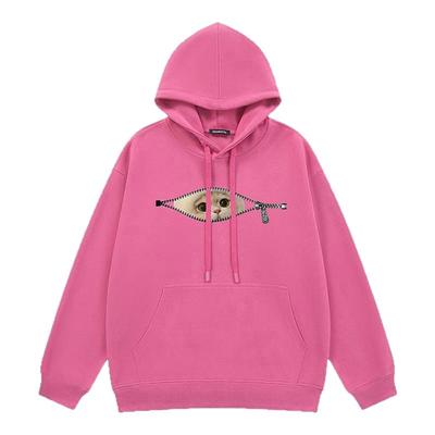 i.t GROUNDZERO2025秋冬桃红色拉链小猫男女情侣款连帽卫衣上衣