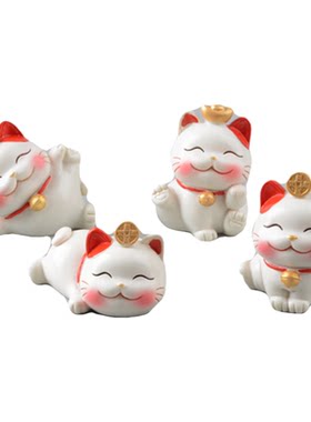 招财猫树脂小摆件4款一套可爱