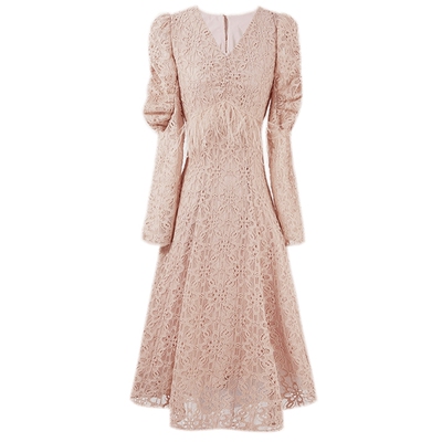 COCOON羽毛蕾丝连衣裙