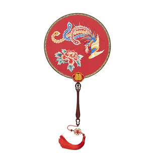 筛月新娘团扇婚扇刺绣成品古风手工双面汉服喜扇结婚出嫁扇子却扇