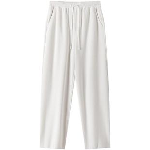 XII BASKET十二篮秋季高级感白色宽松灯芯绒直筒运动休闲裤女