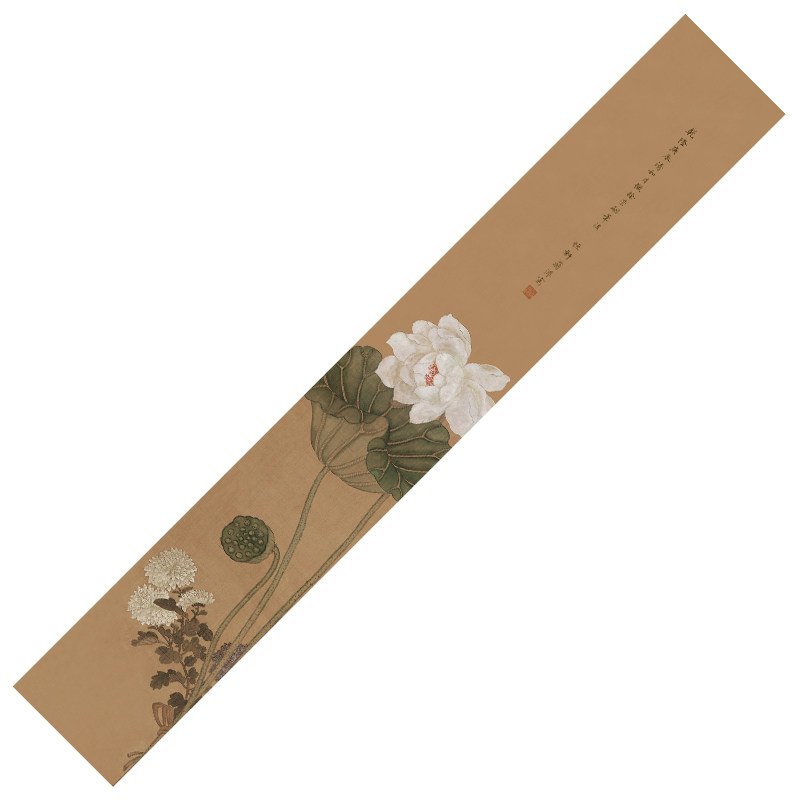白荷秋菊图中式禅意原创防水茶席