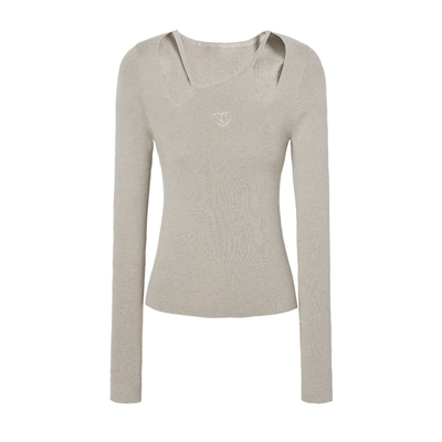 LA CRAWFISH2024冬季新款爱心绣花银丝细闪镂空辣妹针织衫毛衣女