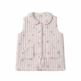 猫猫狗狗三层夹棉马甲秋冬季居家甜美外穿棉服纯棉睡衣家居服上衣