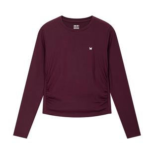 ANNASUI安娜苏运动 绒绒T白色长袖磨毛正肩厚款打底t恤女款秋冬