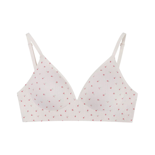 法式三角杯内衣女小碎花无钢圈无痕光面舒适透气小胸聚拢文胸套装