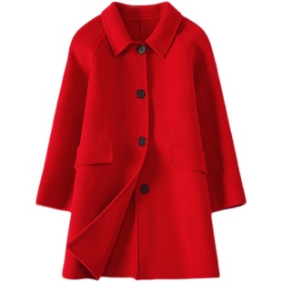 儿童双面羊绒大衣女童韩版中长款毛呢外套男童100%纯羊毛风衣大童