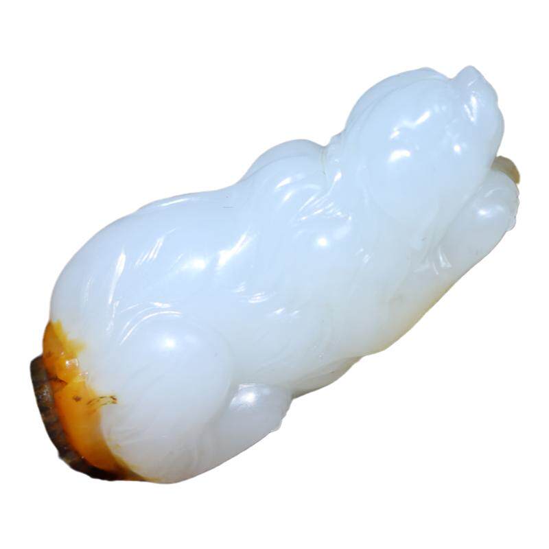 苏工和田玉劲饰狗白玉沁红皮籽料