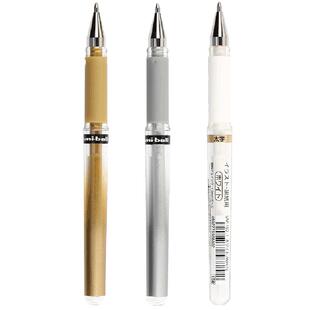 日本UNI三菱高光白笔UM153金银色耐水速记中性笔 1.0mm学生简约子弹头顺滑多色彩色商务绘画签字笔粗高光白笔