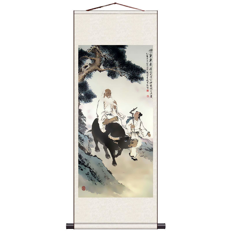 老子出关图风水挂画名人字画茶楼酒店玄关装饰挂画定制客户礼品画