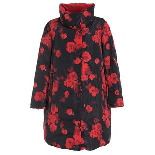 乔万尼商场新款冬季外套女白鸭绒宽松保暖H型中长款双面羽绒服