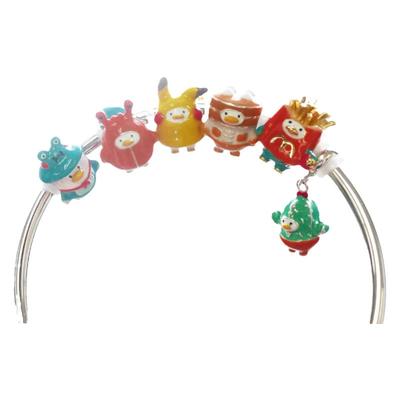 卡通鸭子纯银串珠DIY手链配件