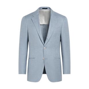 SUITSUPPLY外套浅蓝色羊毛混纺男士西装上衣