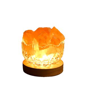 喜马拉雅盐灯摆件粗盐净宅大颗粒睡眠小夜灯玫瑰盐容器卧室氛围灯