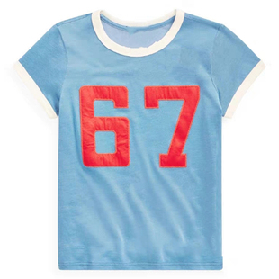 IU李知恩同款韩版LovePoem上衣宽松字母刺绣圆领拼色打底短袖T恤