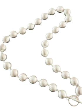 重工银色拉丝圆球OT扣项链耳饰