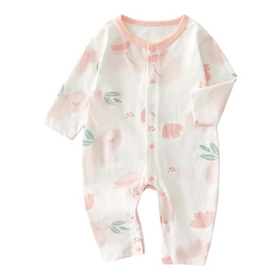 新生婴儿连体衣春夏季薄款长袖A类纯棉男女宝宝衣服无骨哈衣爬服