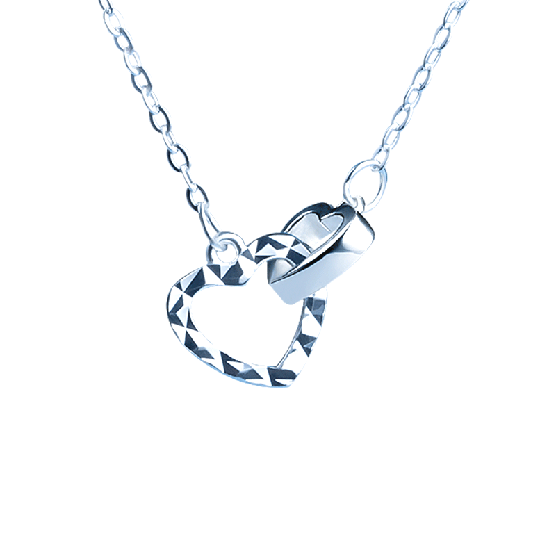 阿七足银心形锁骨项链代写贺卡