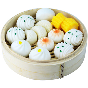 玩具包子软的仿真包子馒头假食物模型面包食品小笼包蒸笼套装解压