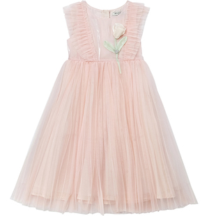 百丽童装女童连衣裙2026夏季新款儿童公主裙女孩网纱裙无袖背心裙