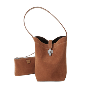 RABEANCO桦碧ZANA塌塌水桶包女包麂皮绒斜挎包大容量单肩包通勤包