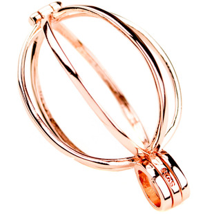 s925纯银圆珠珍珠吊坠空托镀金灯笼子球笼镂空镶嵌南红蜜蜡钻水晶