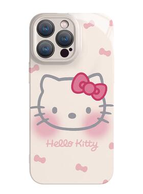 hellokitty蝴蝶结适用iphone15promax苹果14可爱凯蒂猫卡通新款12全包mini粉色xr高级感13菲林8plus手机壳女