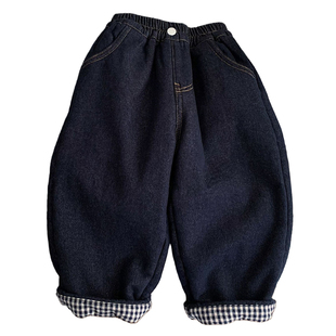 男童加绒牛仔裤加厚一条过冬2025新款冬装防褪色儿童羊羔绒牛仔裤