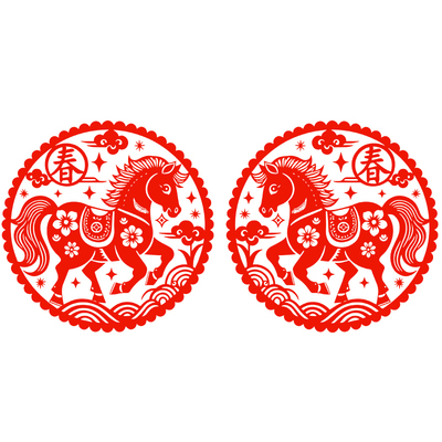 马年玻璃贴纸生肖马窗花静电贴春字橱窗门贴窗花2026新年新春水贴