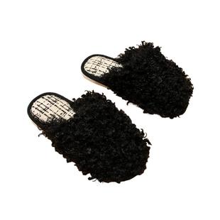 细细条 棉拖鞋女冬韩系仙女风网红时尚chic室内防滑毛毛拖鞋ins潮