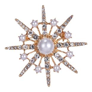 八芒星胸针珍珠水钻固定别针个性ins女领口防走光配饰时尚小胸花