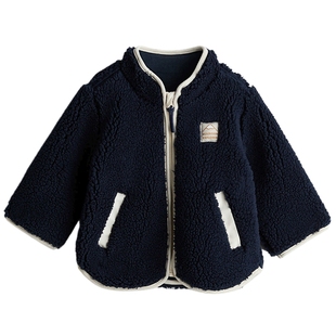 HM童装男婴外套冬季立领加厚泰迪绒保暖长袖洋气夹克开衫1239983