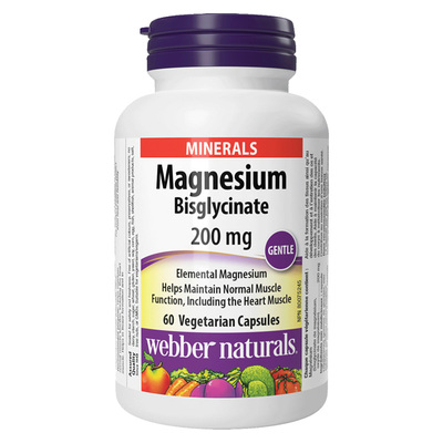 Webber伟博天然加拿大进口活性双甘氨酸镁螯合镁元素200毫克60粒