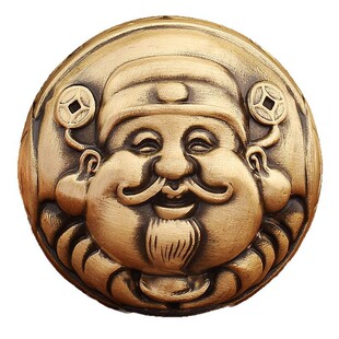 黄铜财神爷手球摆件实心铜手把件文玩手球手盘玩件创意礼品工艺品