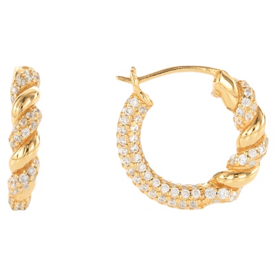 小众设计925银镀金麻花缠绕耳环