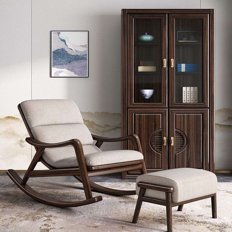 阳台休闲椅原木摇椅实木躺椅沙发椅乌金中式懒人新木全椅单人摇摇