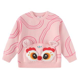 巴拉巴拉童装儿童毛衣男童2026冬新款女童拜年服宝宝针红色喜庆