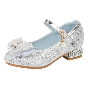 儿童高跟鞋春秋新款演出鞋时尚小女孩水晶鞋女宝宝鞋子女童公主鞋