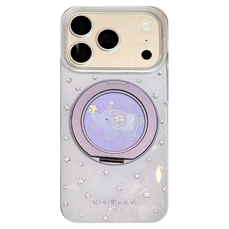 lilihouse韩国ins可爱浅芋紫星星小象旋转支架17适用18pro苹果18ProMax手机壳iPhone16全包15新款14Pro保护套