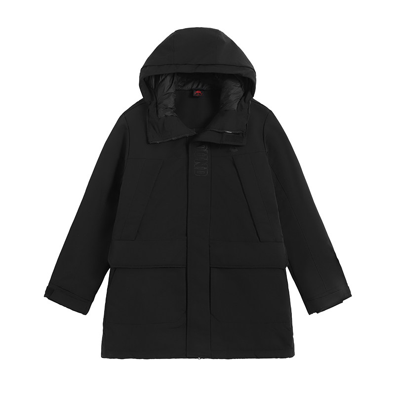 匹克三防中长女连帽驭雪羽绒服男