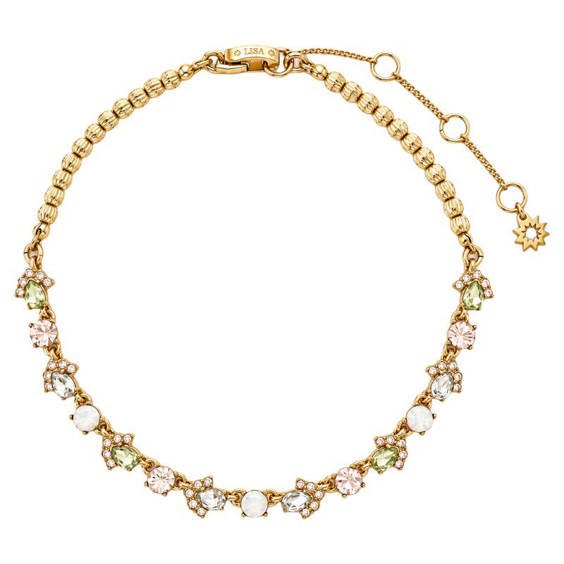 轻奢混彩粉绿彩钻珍珠项链choker